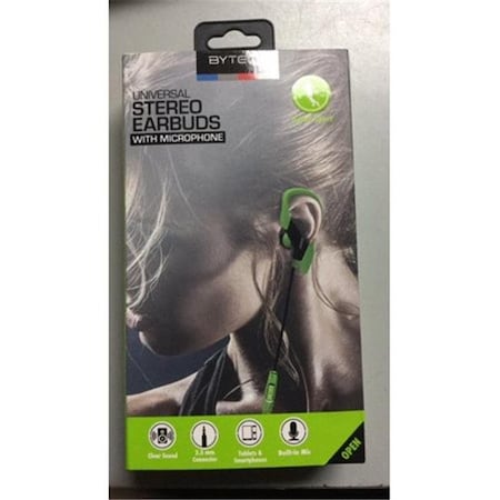 Bytech Bytech BYAUEB110GR Sport Earbuds with Mic; Green BYAUEB110GR